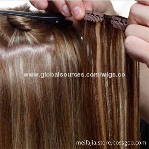 Offer Ombre natural 100% clip-in weaves extensions, silk straight human hair fiber, OEM colors